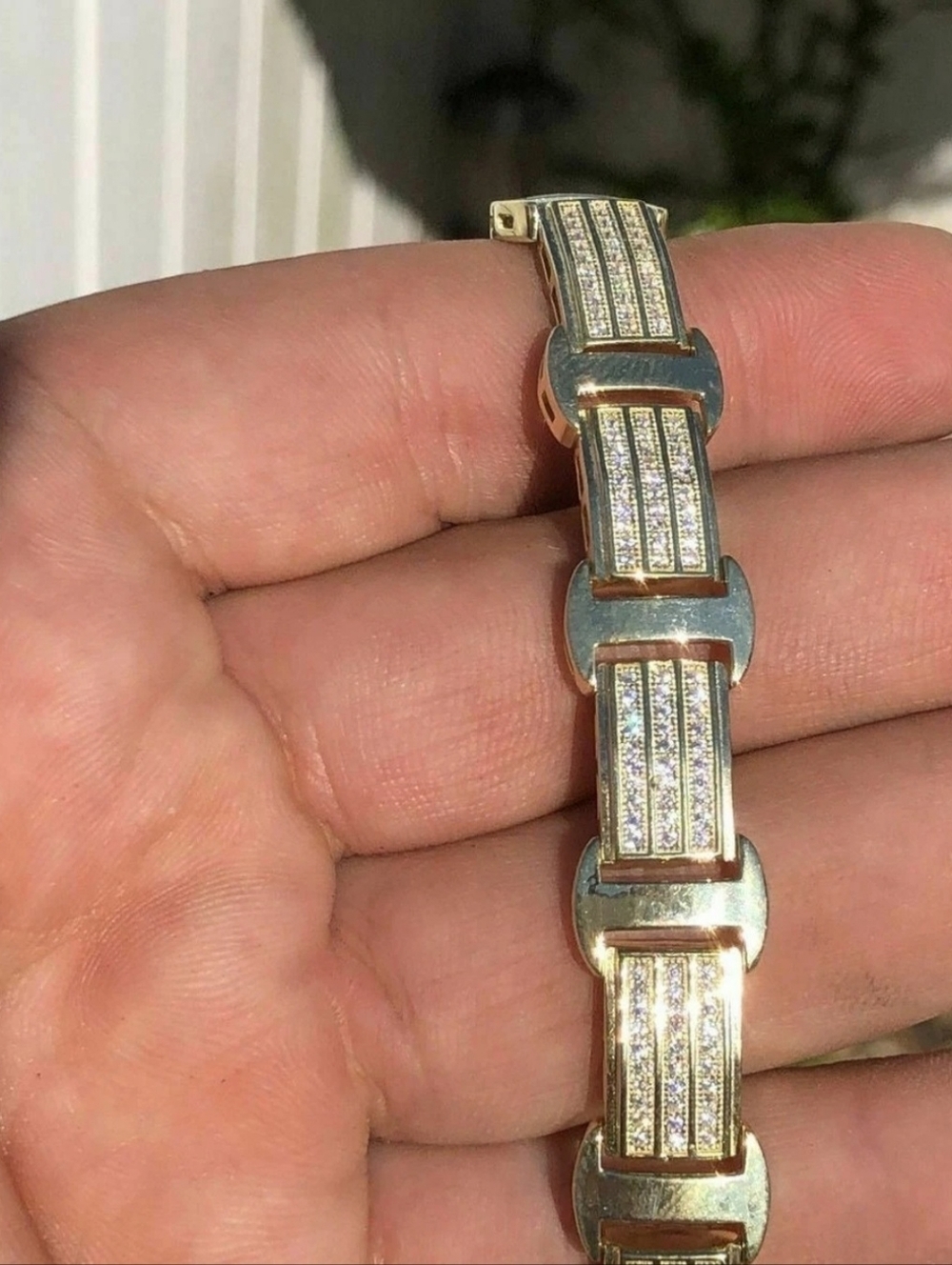 14k Gold Plated 8ct Icy Hip Hop Bracelet Custom NEW - Picture 5 of 7